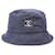 Sombrero de pescador CC de tela de felpa azul de Chanel Azul marino Algodón Paño  ref.1154526