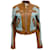 Versace Blue Logo Tan Leather Allover Moto Jacket Brown  ref.1155797