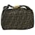FENDI Zucca Canvas Vanity Cosmetic Pouch Black Brown Auth 59688  ref.1157676