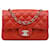 Chanel Red Mini Classic in pelle di agnello rettangolare a patta singola Rosso  ref.1158933