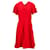 Tommy Hilfiger Vestido listrado feminino com ajuste e flare Vermelho Viscose Fibra de celulose  ref.1159056