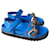 Sandália LOUIS VUITTON Paseo Flat Comfort ou Walk Comfort LV Azul claro Couro  ref.1160243