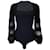 Alaïa Alaia Body noir en tricot extensible à manches longues et col carré Viscose  ref.1160630