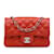 Bolso bandolera Chanel rojo mini clásico de piel de cordero rectangular con solapa única Roja Cuero  ref.1160729