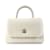 Borsa a tracolla Chanel piccola in shearling bianca con manico superiore in cocco Bianco Pelle  ref.1160807