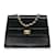 Bolsa Chanel CC preta em pele de cordeiro com aba trapezoidal Preto Couro  ref.1160819