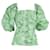 Ganni Floral Puff Sleeve Poplin Top in Green Cotton  ref.1161136
