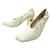 CHAUSSURES CHRISTIAN DIOR SCRUNCH SQUARE TOES 38 TALONS DORES CUIR SHOES Écru  ref.1162164