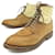 HESCHUNG SHOES GINKGO ANKLE BOOTS 5.5Uk 38.5 FR CANVAS AND LEATHER CAMEL BOOTS  ref.1162193
