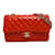 Chanel Bolsa média clássica forrada A01112 Vermelho Couro Pele de cordeiro  ref.1162276