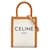 Céline Celine White Mini Vertical Cabas Weiß Leder Leinwand Kalbähnliches Kalb Tuch  ref.1163428