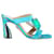 Paul Andrew Jewel T-Strap Mule Sandals in Blue Satin  ref.1164005