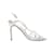 Silver Manolo Blahnik Metallic Strappy Heels Size 40 Silvery Cloth  ref.1164875