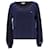 Tommy Hilfiger Suéter feminino de algodão puro com decote em V em algodão azul  ref.1165600