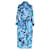 Boss by Hugo Boss knielanges Hemdblusenkleid mit Blumenmuster aus blauer Seide  ref.1165616