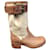 Free Lance p boots 39 Brown Beige Leather Cloth  ref.1167189