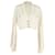 Alessandra Rich Crystal-Button Kurze Strickjacke aus cremefarbener Wolle Weiß Roh  ref.1167991