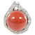 & Other Stories Platinum Diamond & Coral Ring Red Metal  ref.1168126