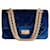 Chanel 2019 MINI BLAUER SAMT GESTEPPT 2.55 Neuausgabe 224 Umschlagtasche Marineblau Gold hardware Leder  ref.1168853