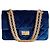 Chanel 2019 MINI VELLUTO BLU TRAPUNTATO 2.55 Reissue 224 borsa con patta Blu navy Gold hardware