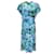 Autre Marque Stella McCartney Azul / Vestido midi de seda con estampado floral multicolor verde  ref.1169327