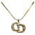 Gold Dior Logo Rhinestone Pendant Necklace Golden  ref.1169355