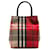 Burberry Red Plaid Canvas Handtasche Rot Leder Leinwand Kalbähnliches Kalb Tuch  ref.1169920