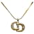 Dior Gold Logo Rhinestone Pendant Necklace Golden Metal Gold-plated  ref.1169942