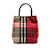Red Burberry Plaid Canvas Handbag Leather  ref.1171099