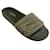 Autre Marque Chanel Olive Twill Slide Sandalen mit Ketten Grün Leinwand  ref.1171694