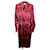 Vestido midi estampado con cuello Ganni en seda roja  ref.1171829
