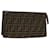 FENDI Zucca Canvas Clutch Bag Black Brown Auth 60602  ref.1171914