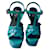 YVES SAINT LAURENT TRIBUTE sandals new turquoise patent leather T.36,5 Item  ref.1172720