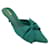 Autre Marque Larroude Mini-Elle-Pumps aus smaragdgrünem Stoff mit Schleifendetail Leinwand  ref.1174415