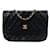Chanel gestepptes Lammleder 24K Gold Halfmoon gefütterte Flap Bag Schwarz Leinwand  ref.1176432