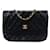 Pele de cordeiro acolchoada Chanel 24Bolsa com aba forrada K Gold Halfmoon Preto Lona  ref.1176432