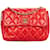 Bolso bandolera Chanel acolchado de piel de cordero con solapa única Roja Lienzo  ref.1176529