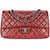 Chanel Quilted Lambskin Silver Hardware Medium Crossbody Double Flap Bag Dark red Cloth  ref.1176541