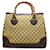 Gucci Brown Medium GG Canvas Bamboo Diana Tote Beige Leather Cloth Pony-style calfskin Cloth  ref.1177896