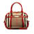 Burberry Nova Check Leather Trim Canvas Handbag Brown Cloth  ref.1177966