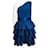 Marchesa Vestido de seda azul-petróleo com saia tipo origami Verde  ref.1179747