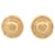 VINTAGE CHANEL CIRCA EARRINGS 1970 CC LOGO ROUND METAL GOLD EARRINGS Golden  ref.1180157