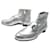 Hermès NEW HERMES ANKLE BOOTS SAINT HONORE 35 SILVER LEATHER + SHOES BOX Silvery  ref.1180197