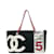 Chanel Nr5 Folie gesteppte Einkaufstasche Schwarz Leinwand  ref.1181354