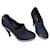 Chanel Heels Navy blue Leather Cloth  ref.1181779
