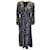 Autre Marque Robe midi Ginny en crêpe de Chine de soie imprimé Cosmo Dancers bleu marine Saloni  ref.1181892