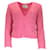 Autre Marque Veste en tricot boucle tissée boutonnée avec logo CC rose Chanel Coton  ref.1181894