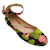 Autre Marque Gianvito Rossi Black / Green Multi Floral Printed Ankle Strap Ballet Flats Multiple colors Cloth  ref.1181932