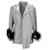 Chaqueta tipo blazer con puños de plumas de Prada en seda gris  ref.1182710