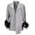 Giacca blazer Prada con polsini in piuma in seta grigia Grigio  ref.1182710